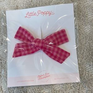 Little Poppy Co bow pink plaid gingham bows clip original classic valentines